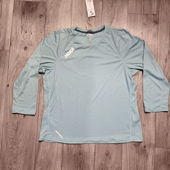 HOKA One One Women's Glide 3/4 Sleeve Shirt Teal Blue Size L New - Picture 2 of 7